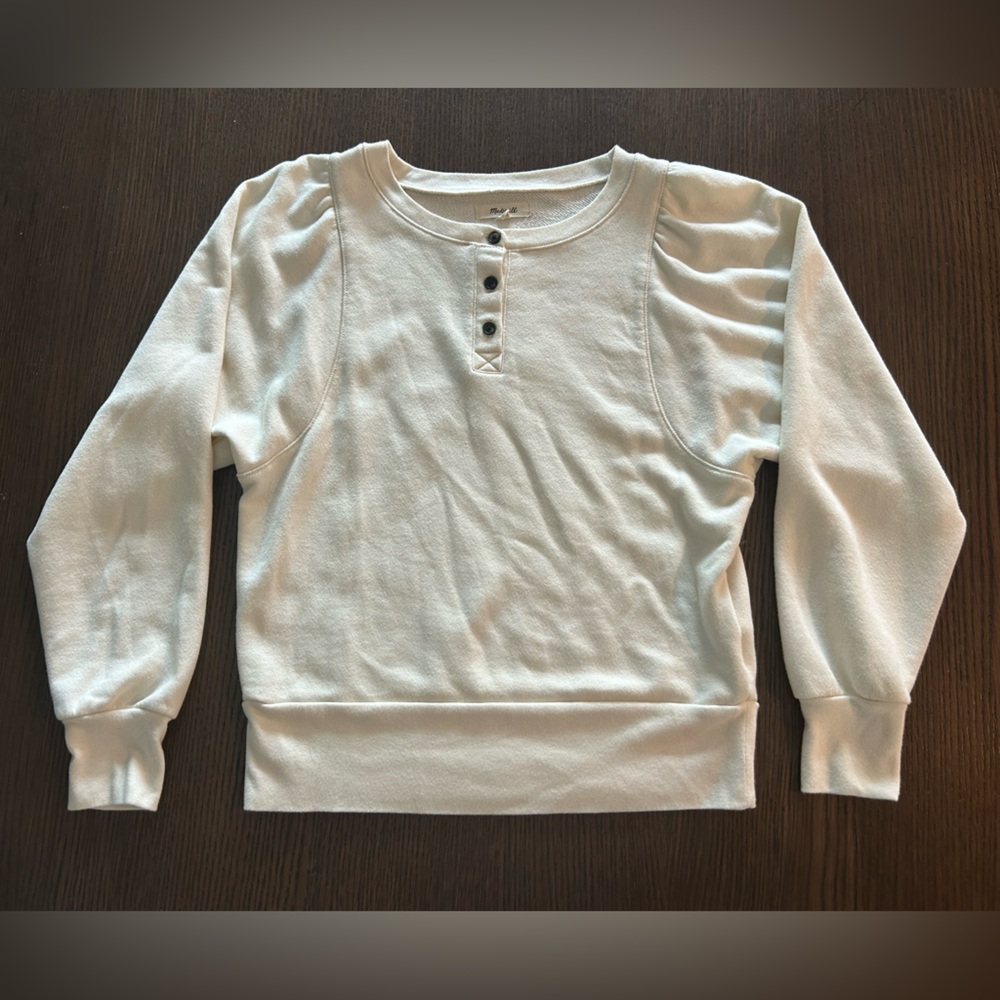 Madewell Cream Henley Pullover Sweater